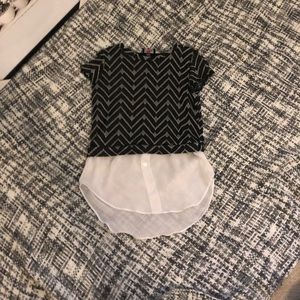 Girls black white and silver short sleeve shirt